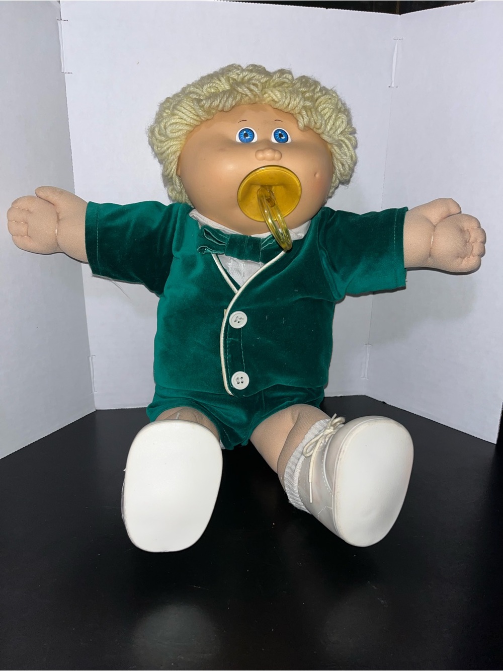 Vintage 1978 Boy Cabbage Patch Kids Doll Blonde Hair Green Outfit